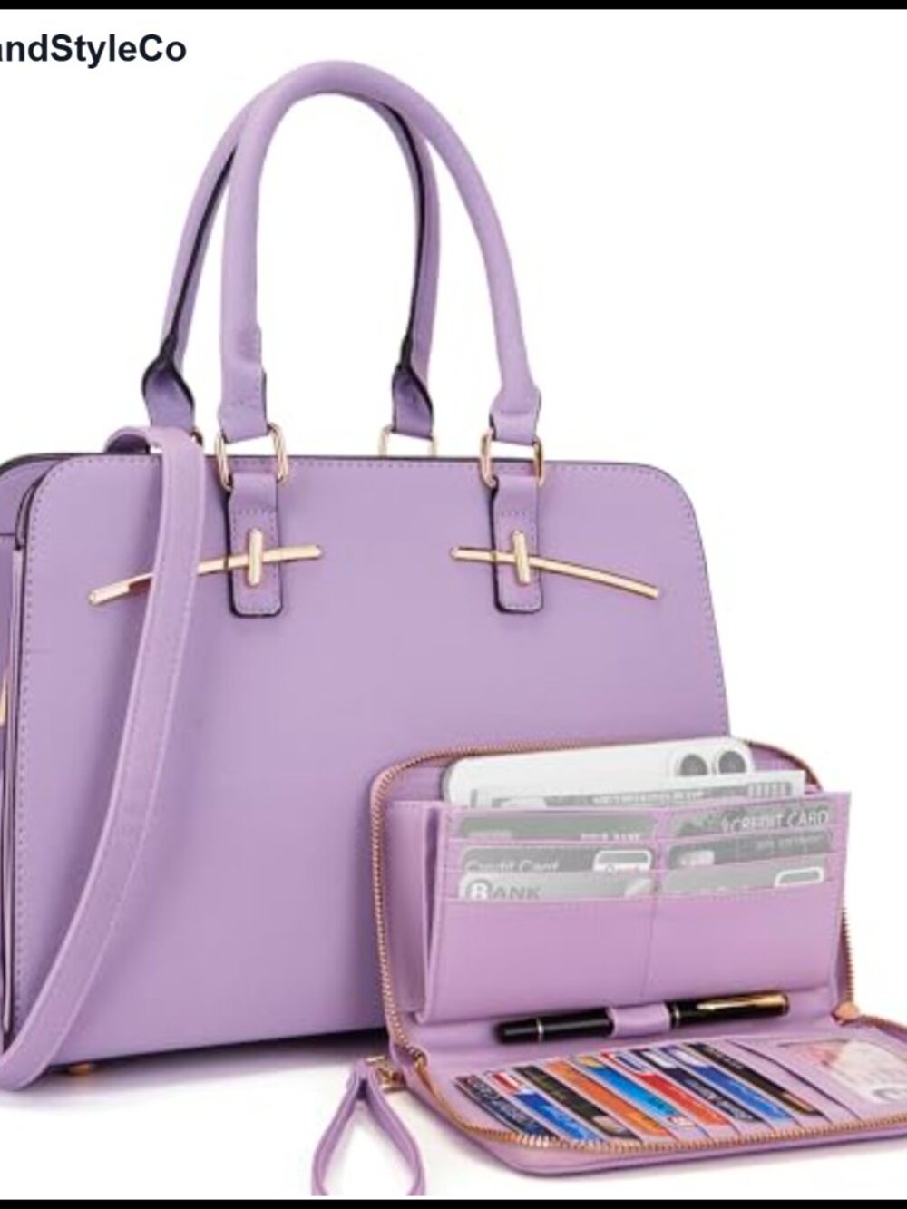 2-in-1 PU Leather Tote Bag Set with RFID Wallet Work Travel